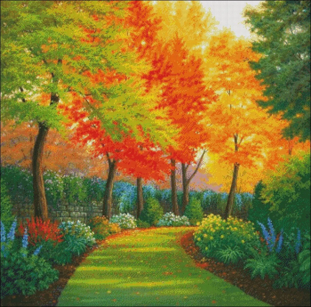 Needlework for embroidery DIY French DMC High Quality - Counted Cross Stitch Kits 14 ct Oil painting Autumn Leaves II | Дом и сад