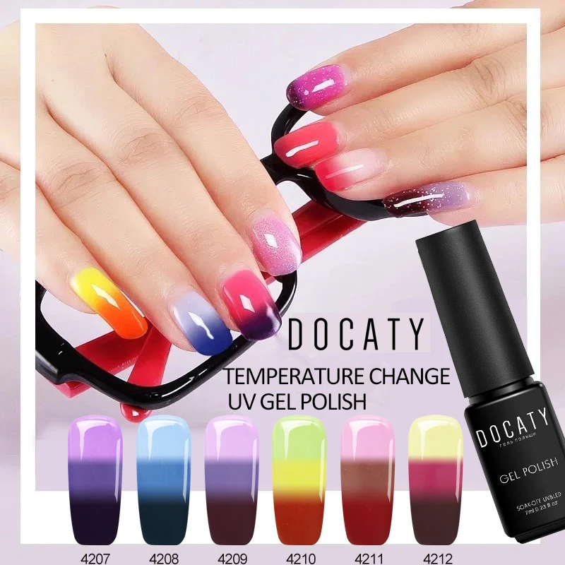 Гель лак Docaty Lucky для дизайна ногтей хамелеон термогибридный отмачиваемый LED/УФ