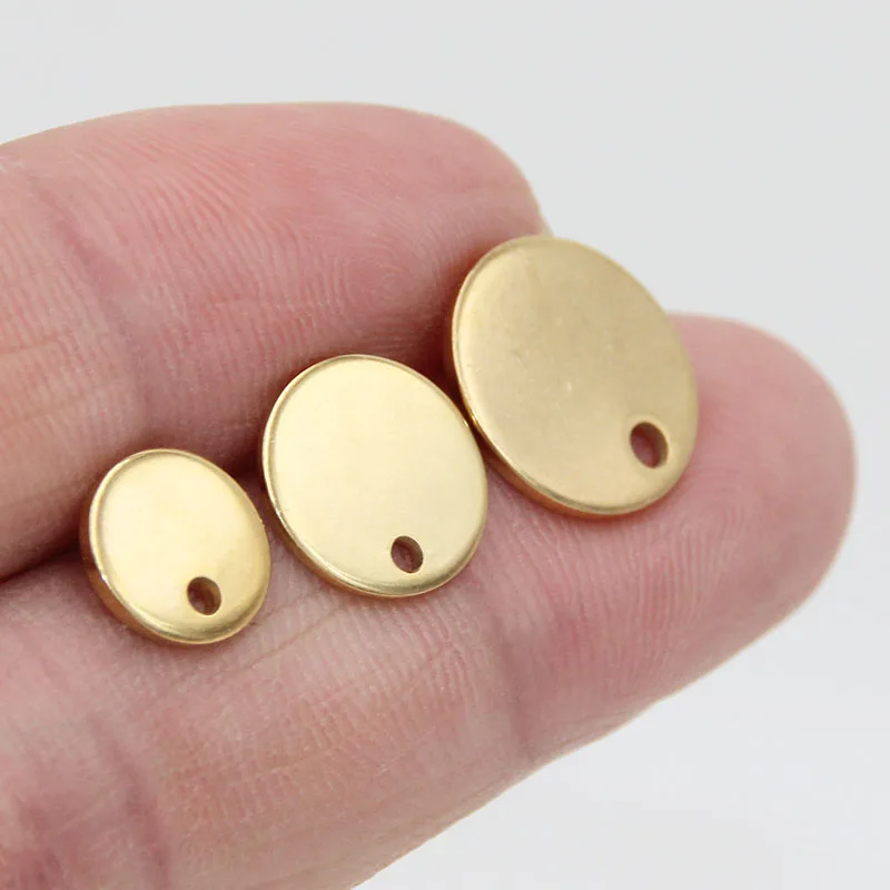 Gold Earstud 316L Stainless Steel Ear Post with 8mm/ 10mm/ 12mm Round Flat Pad Base Setting  Hole Hypo-Allergenic Posts