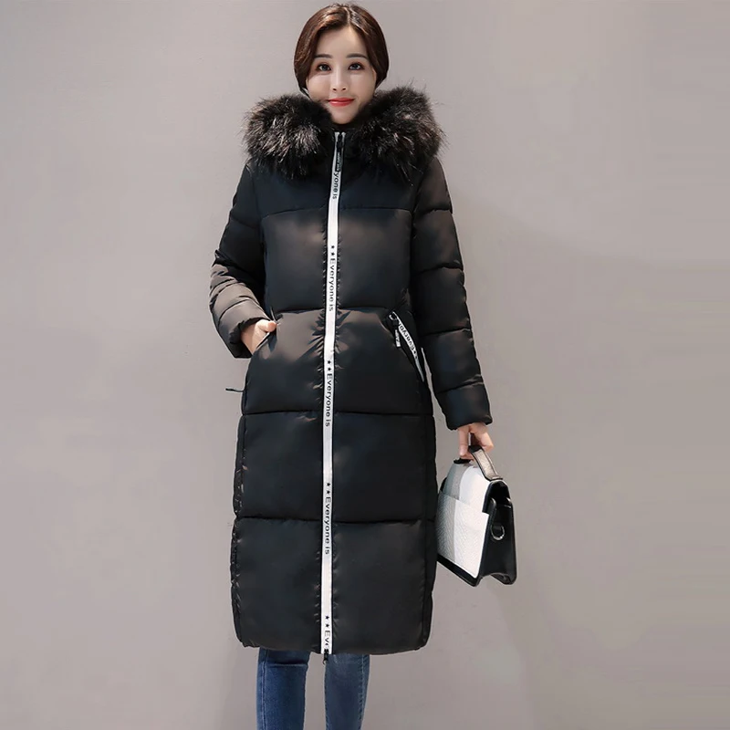 Осень 2017 г. и зима Женская куртка парка верхняя одежда теплая с большой меховой