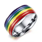 Кольца с изображением ЛГБТ-радуги, ювелирные изделия для помолвки, вечерние кольца из титана 316L из нержавеющей стали для влюбленных пар, женские и мужские серебряные кольца