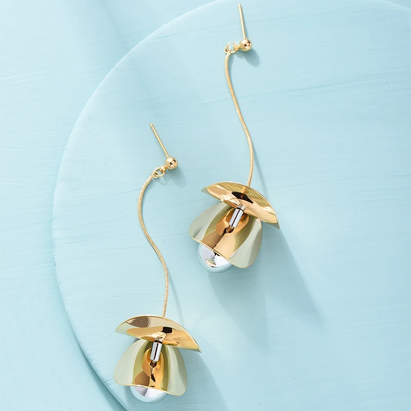 Wild&ampFree Luxury Jewelry Curved Discs Irregular Drop Earrings Gold Silver Color CCB Bead Earring For Women Anniversary Gift | Украшения