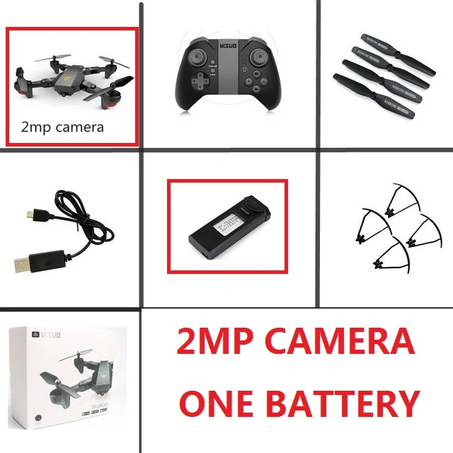 2MP One battery XS809W XS809HW камеры для Дронов Self мини складной воздушной подушке Карманный Дрон для селфи RC Quadcopter RTF WiFi FPV Камера удержания высоты и Eachine E58 - Цвет: 2MP One battery