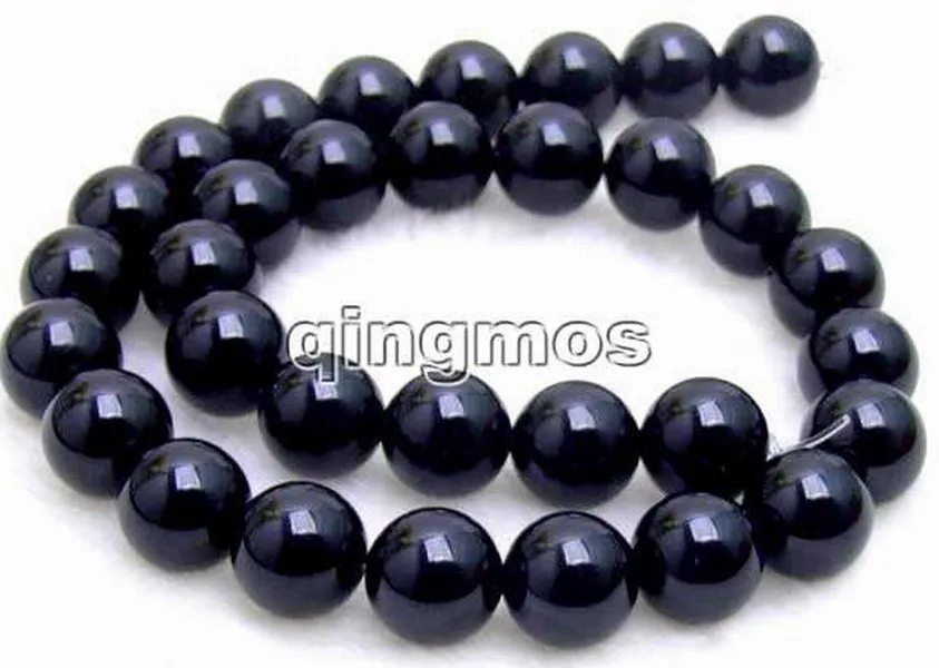 

High luster Big 14mm Black round Natural Stone 18 inch necklace-5276 wholesale/retail Free shipping