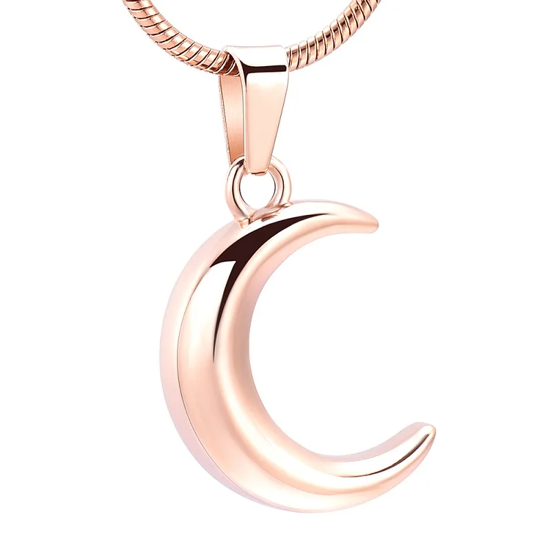 Rose gold Памятный сувенир для кремации ювелирные изделия Уникальный Кулон полумесяц урна ожерелье для праха - Окраска металла: Rose gold