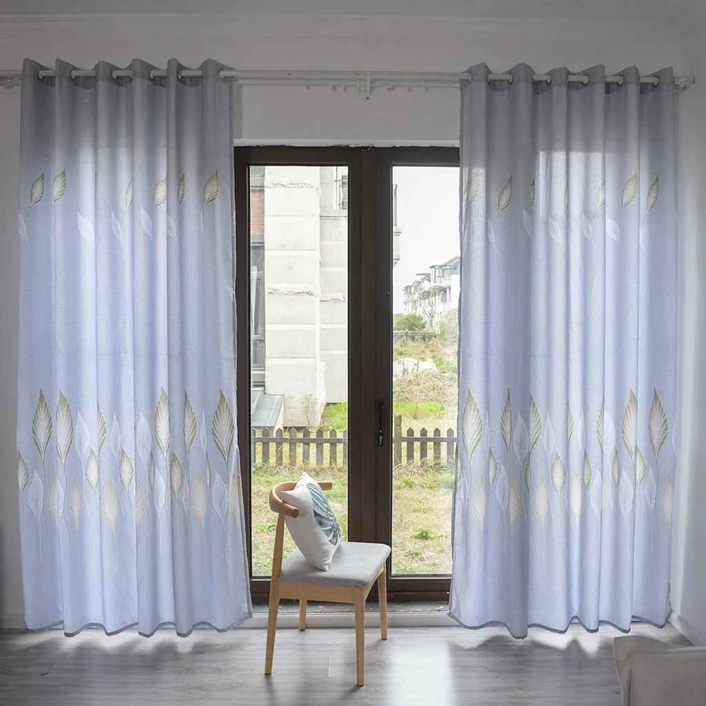 Элегантная прозрачная занавеска из тюля с принтом листьев тонкая драпировка для