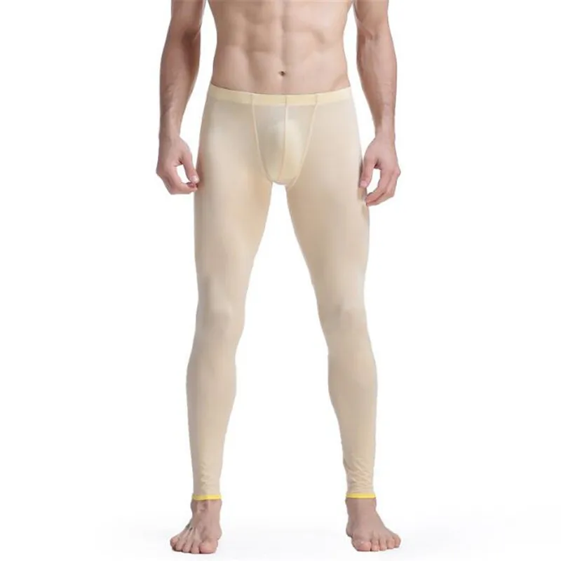 Леггинсы мужские эластичные шелковые штаны со средней талией и U-образным