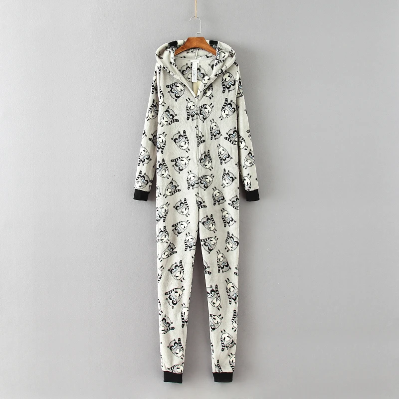 Женские однотонные комбинезоны зимние фланелевые теплые одежда для сна с