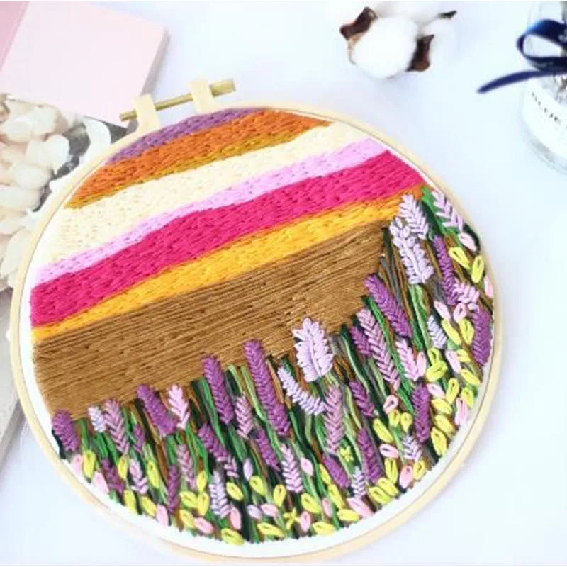 DIY Набор для вышивки пейзаж цветок напечатанный крестиком рукоделие красочный цветок картина качели ручной работы ремесло Домашний декор
