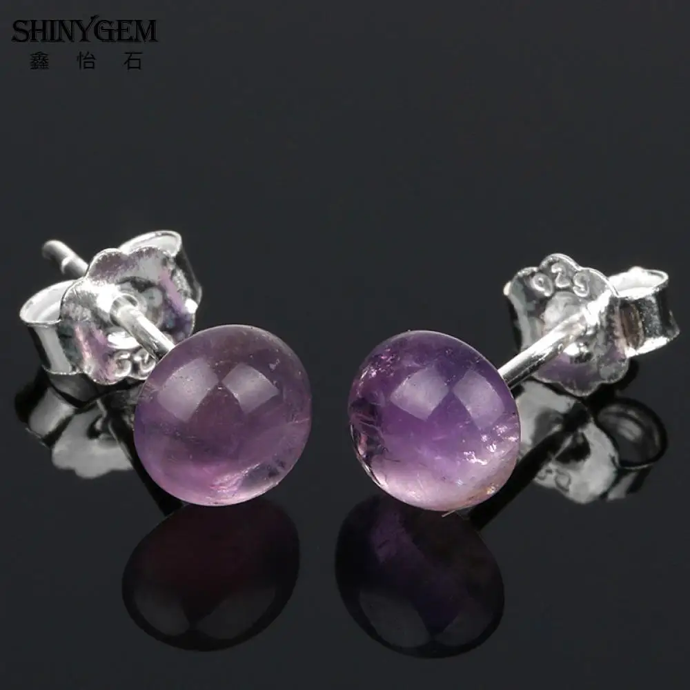 Женские круглые серьги-гвоздики ShinyGem 6 мм маленькие размеры милые класса ААА