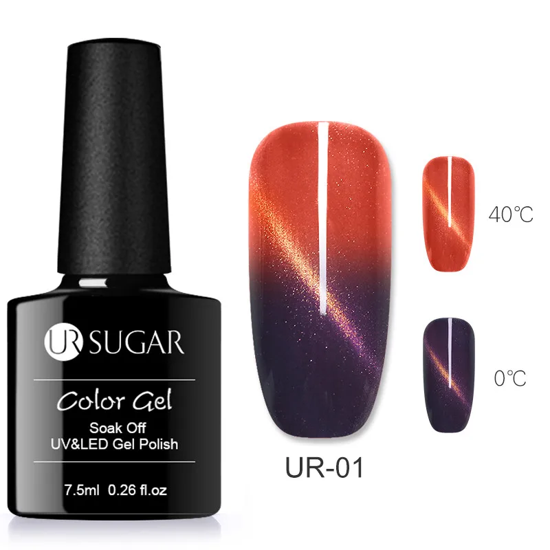 UR01 Ur Sugar 7,5 мл меняющий Цвет Гель-лак для ногтей с эффектом «кошачий глаз» Магнитный термальный Гель-лак для ногтей УФ-гель температура замачиваемый лак для ногтей - Цвет: UR01