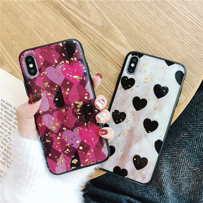 Женский роскошный эпоксидный Мягкий ТПУ чехол Samtsui для iPhone 11 Pro Max с сердечком XMAX X