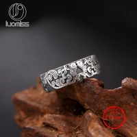 990 sterling silver vintage jewerly engraved the buddhist eight treasures rings for women and men
