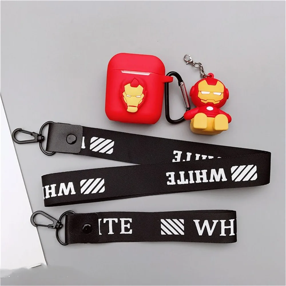D with phone holder Для Apple, чехол для наушников, Bluetooth, беспроводной чехол для наушников, для Apple 2, зарядная коробка, мультяшная Защитная крышка с держателем для телефона - Цвет: D with phone holder