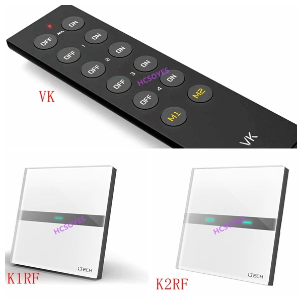 LTECH K1RF one-way touch switch panel/K2RF two-way panelAC200-240V inputcan work with VK remote 4zones wireless | Освещение