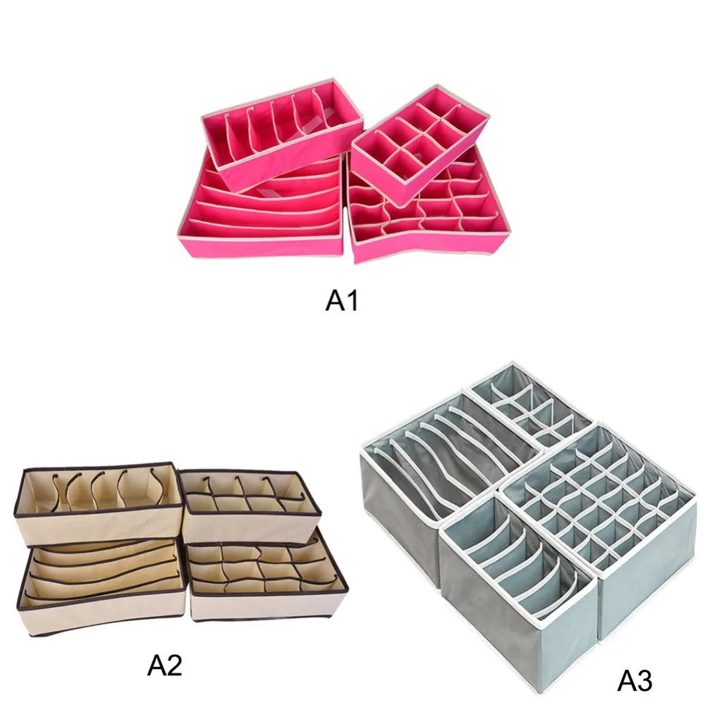 4pcs Multi-size Bra Underwear Organizer Foldable Home Storage Box Non-woven Wardrobe Drawer Closet | Дом и сад