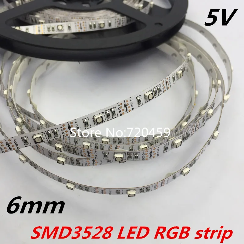 10 м узкая печатная плата 3528 RGB Светодиодная лента 6 мм ширина 40 светодиодов/м супер