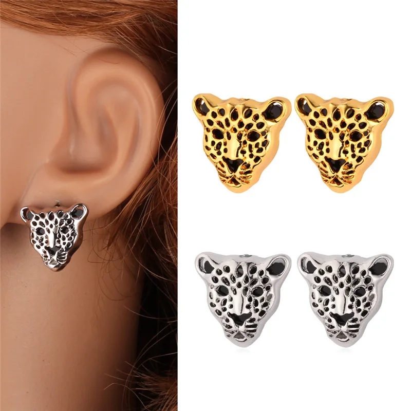 Ожерелье и браслет с головой леопарда Комплект сережек для женщин Винтажные
