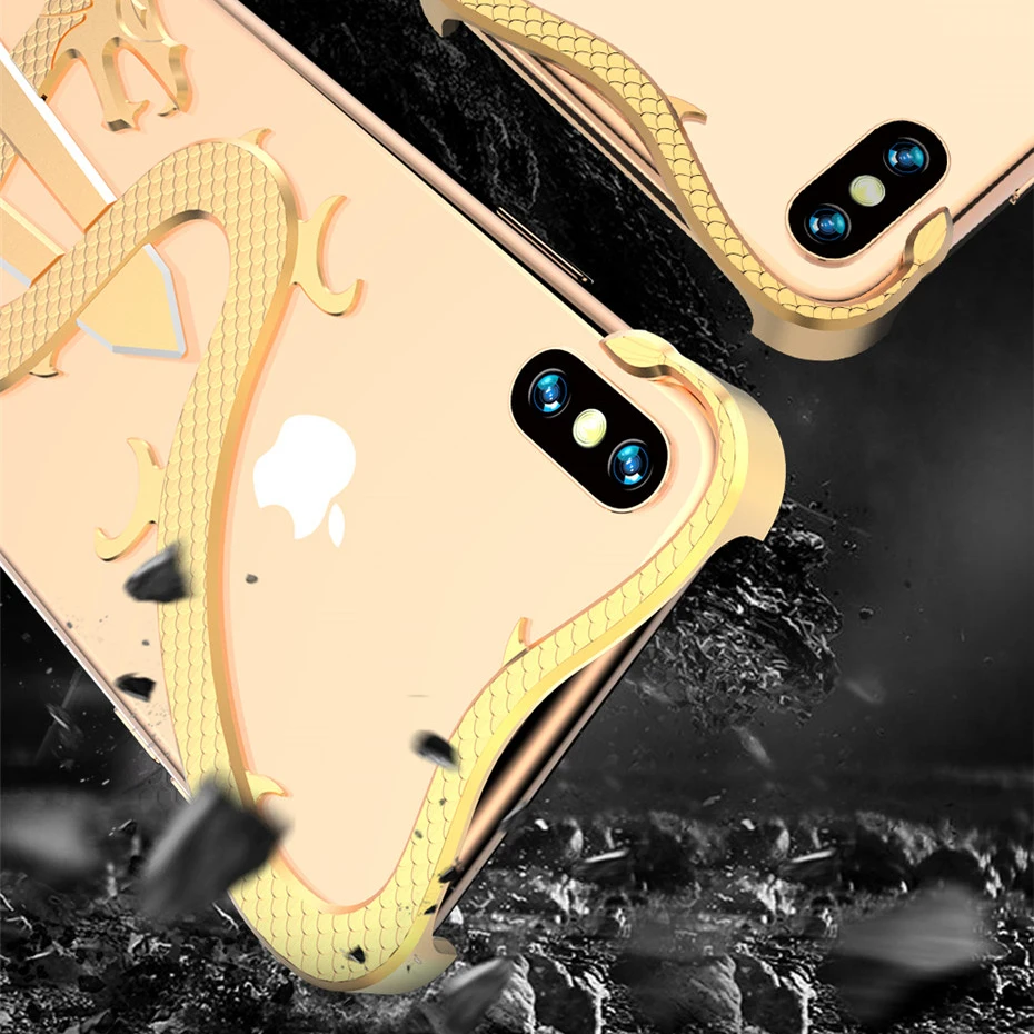 R-JUST для iPhone Xs чехол для MAX XR меч-Дракон Металлический противоударный бампер задняя крышка для iPhone X Xs Алюминиевый противоударный чехол