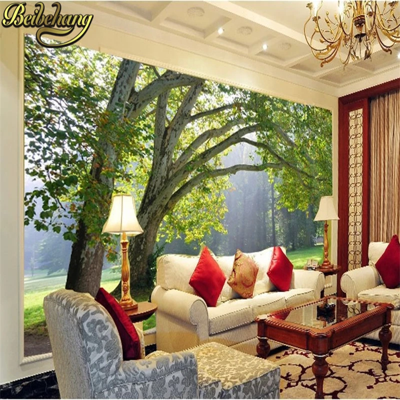 3d фотообои на заказ обои трехмерный лес ТВ фон для стены гостиной|tv background