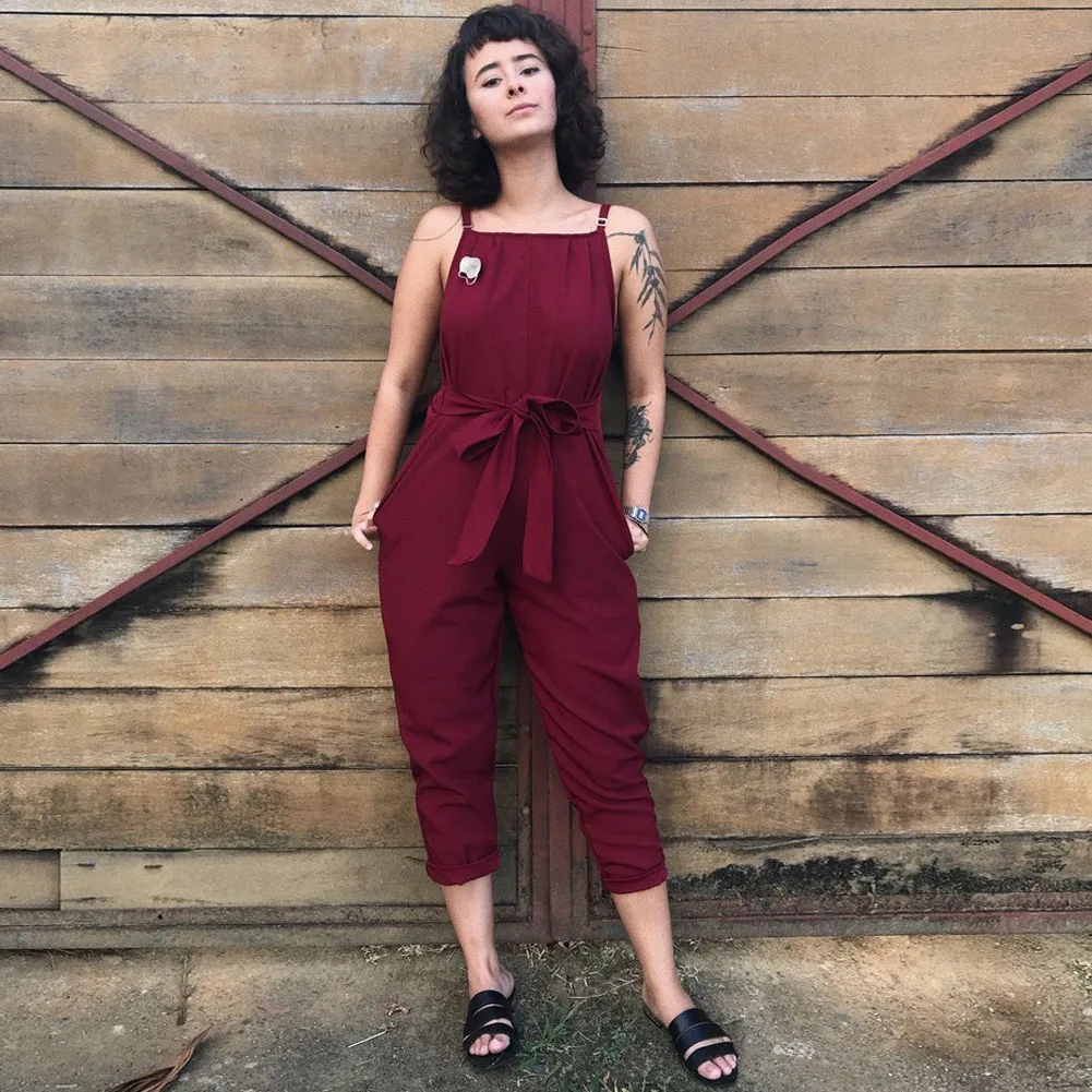 Модные женские туфли Вязание Топ с лосинами комбинезон на подтяжках Playsuit