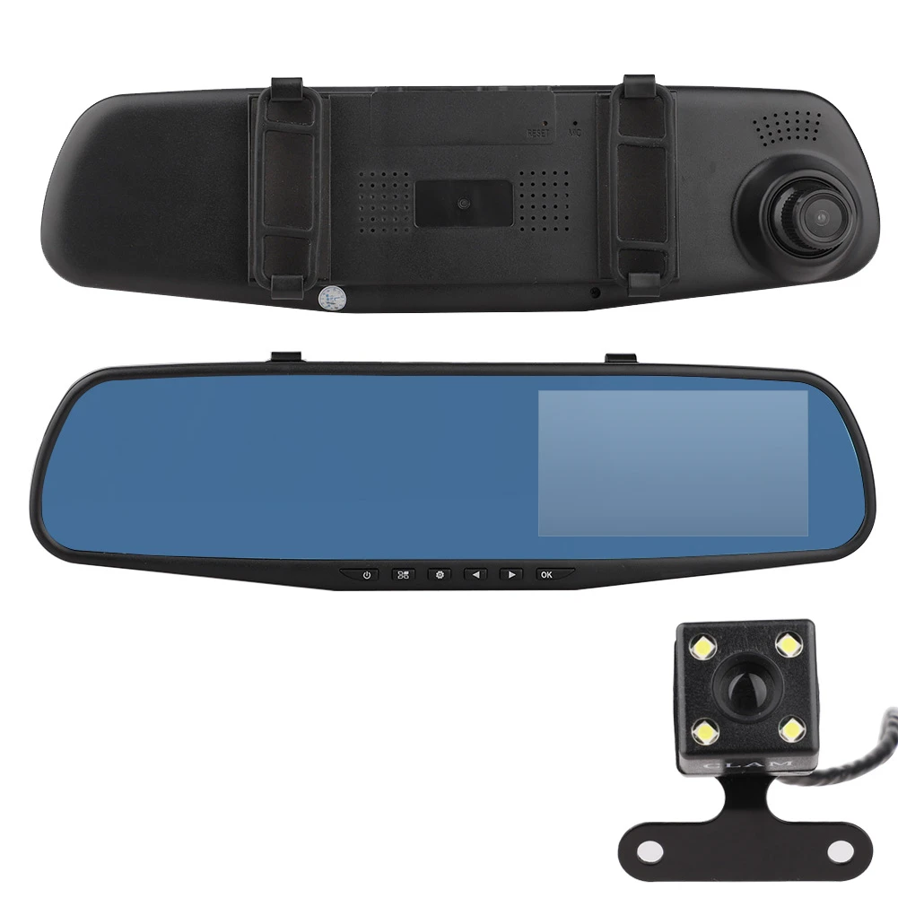 1080 P Full HD 4,3 ''lcd для транспорта, с двумя объективами приборной панели камеры автомобиля dvr видео рекордер автомобиля зеркало заднего вида камеры