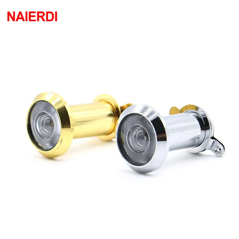 Дверной глазок NAIERDI Deluxe 200 градусов латунный широкий угол хромированный