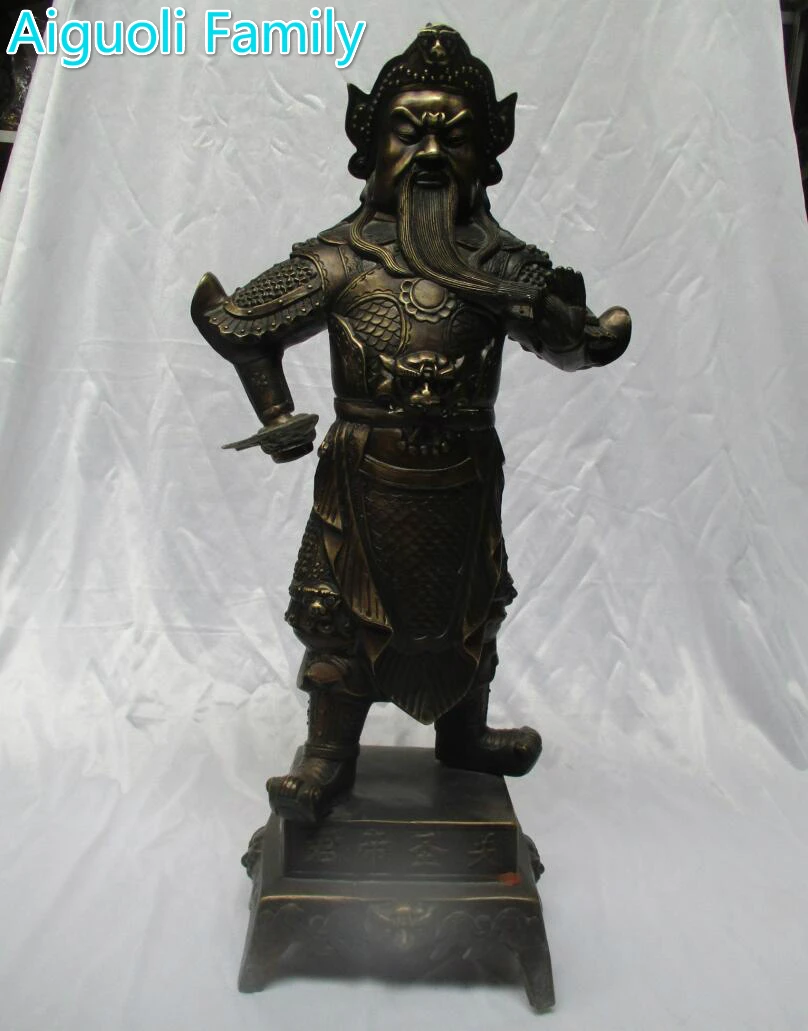 

High 55CM!!! Metal Craft/ Art Collection Chinese Old Copper Carved"Guan Sheng Di Jun"Guangong Statue/Big Size Warrior Sculpture