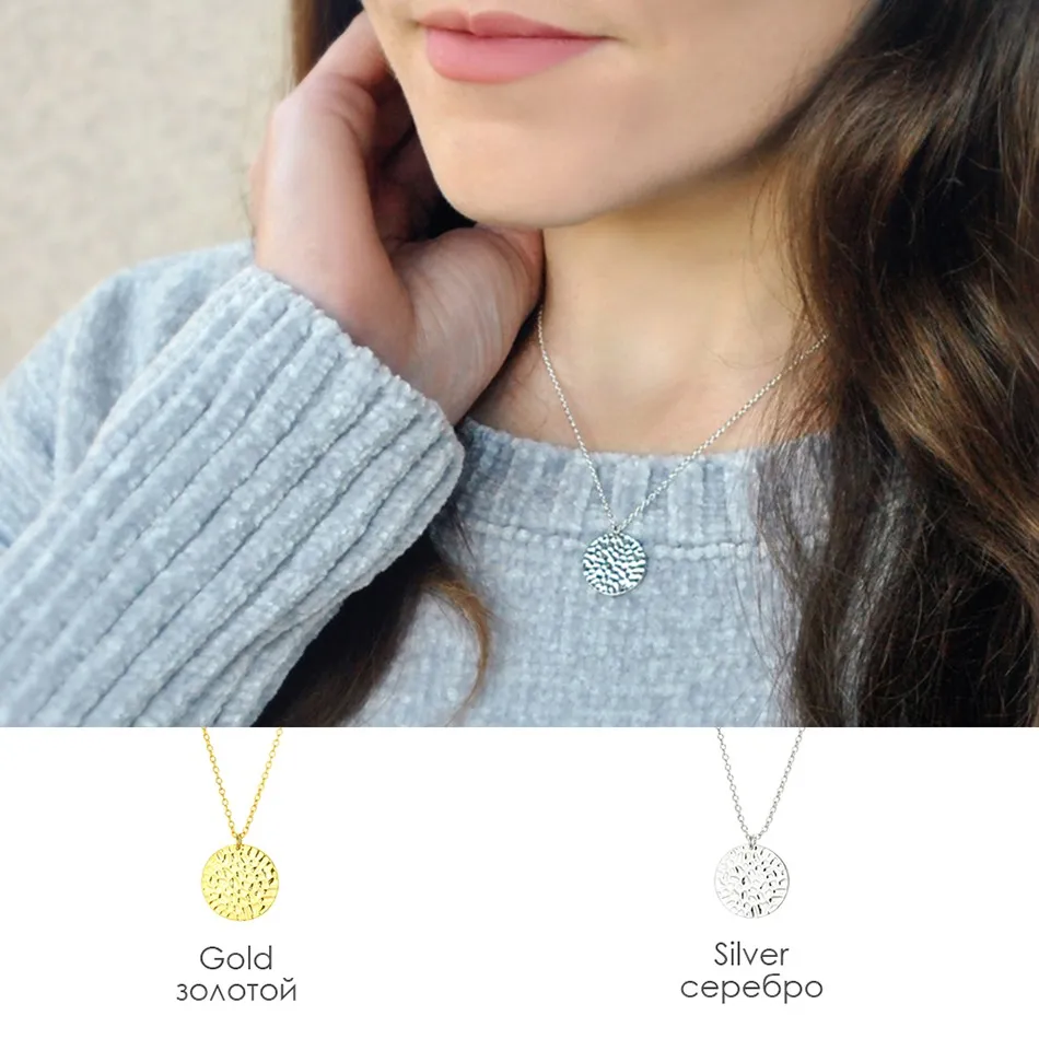 e-Manco Trendy Round Moon Statement Necklace 925 Sterling Silver Pendant Necklaces for Women Charm Necklaces Chain Fine Jewelry