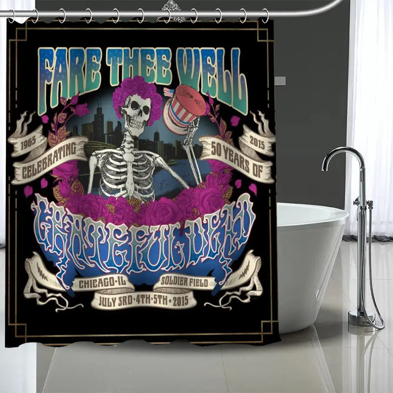 Custom grateful dead Shower Curtain With Plastic Hooks Modern Fabric Bath Curtains Home Decor Your image | Дом и сад