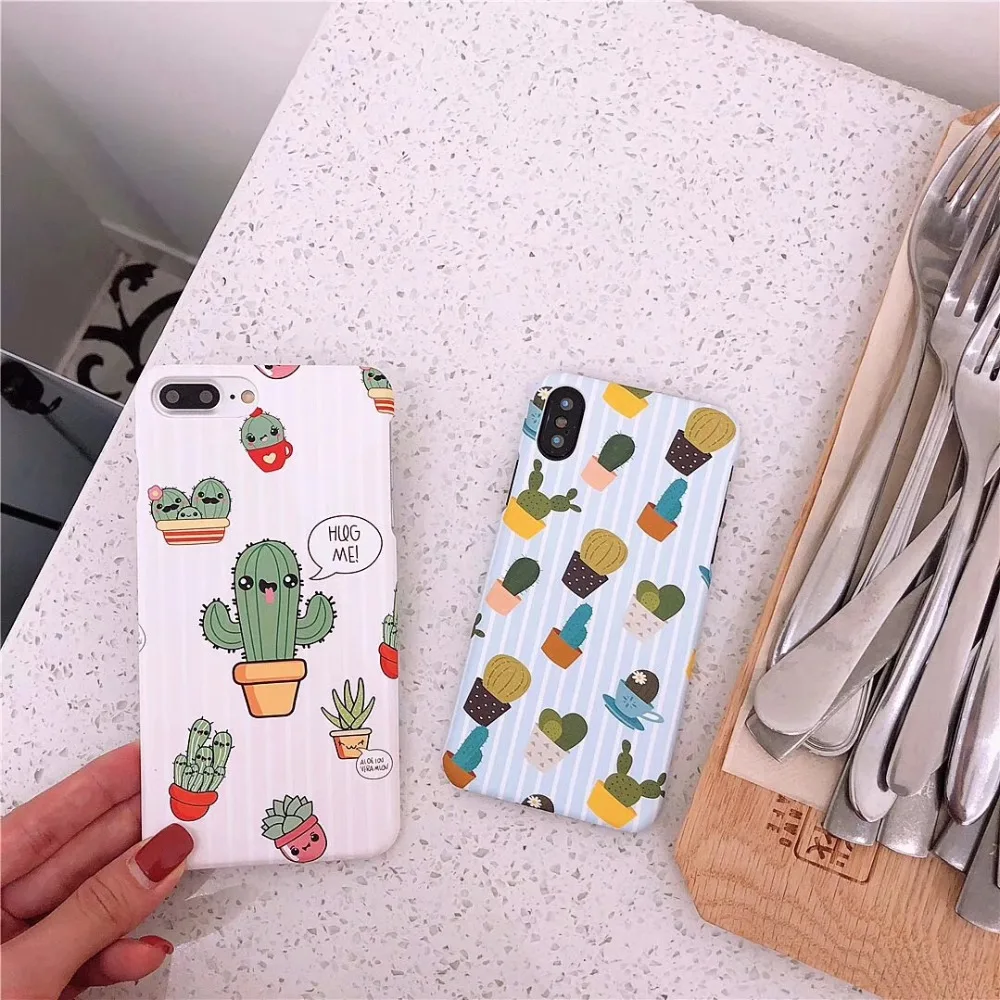 Новейший цветок арт лист печати телефонные чехлы для iPhone X 6 6s 6plus 7 8 Plus кактус
