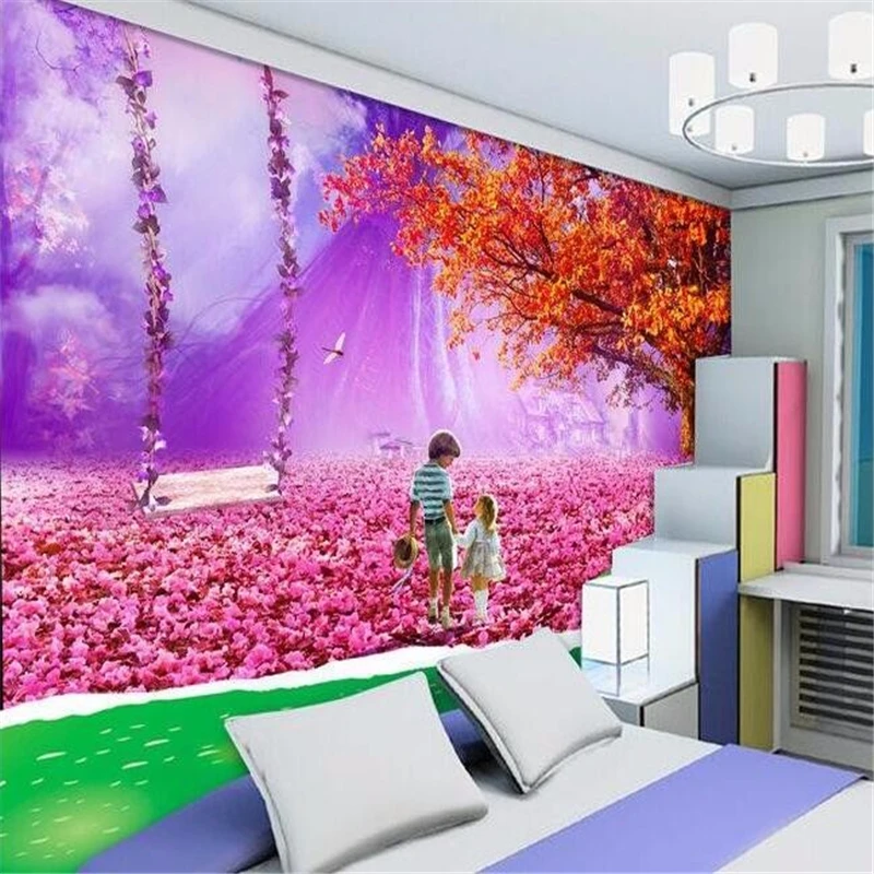 Beibehang на заказ для стен 3 d розовый красивый сказочный мир дети мечта рай фон