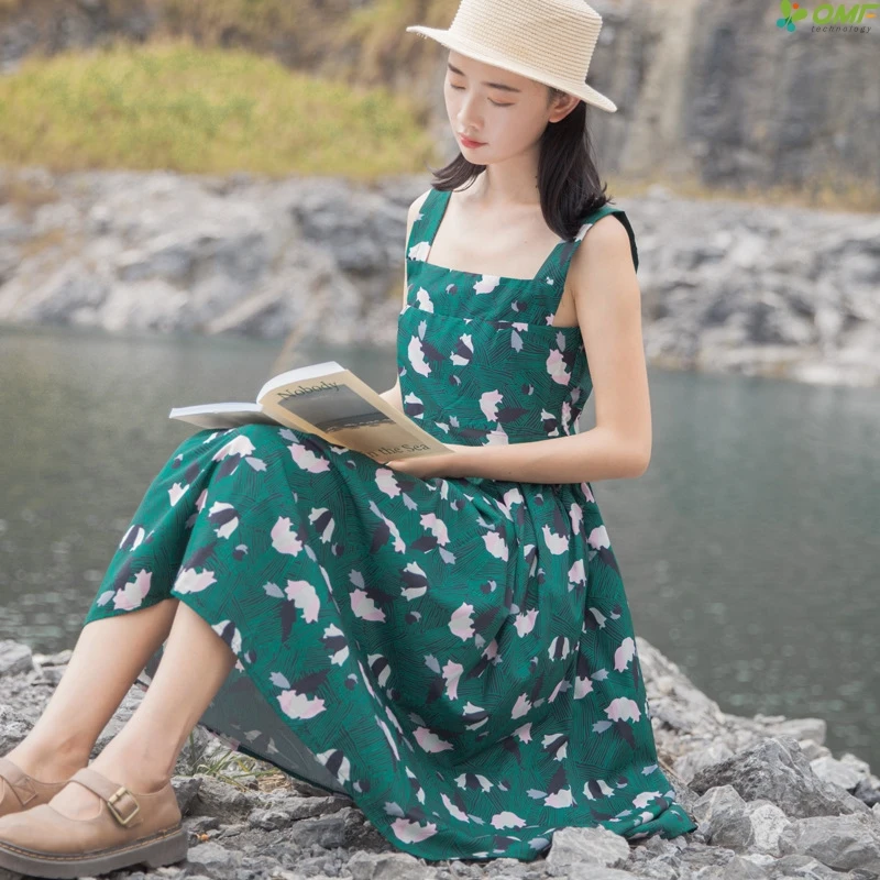 2018 Green Strap Dress Floral Women Summer Slim Hot Sundress Dresses Sleeveless Casual Vestidos Boho Style Plus Size | Женская одежда