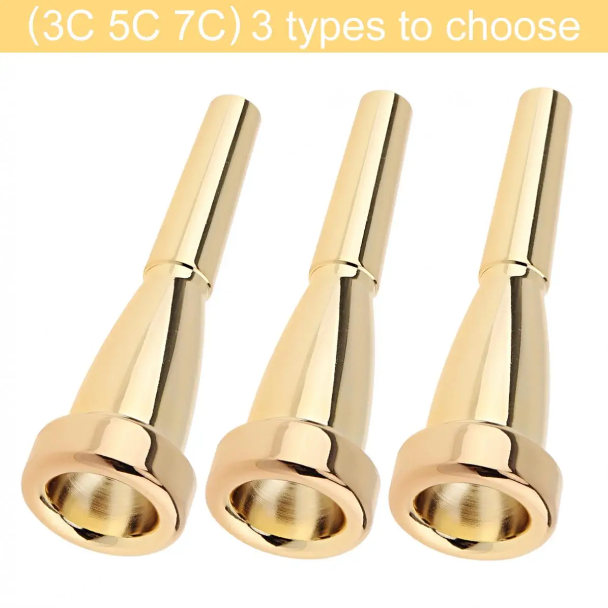 

3C 5C 7C Durable Gold Plated Metal Trumpet Mouthpiece Bullet Shape for Yamaha Bach Conn and King Trumpet