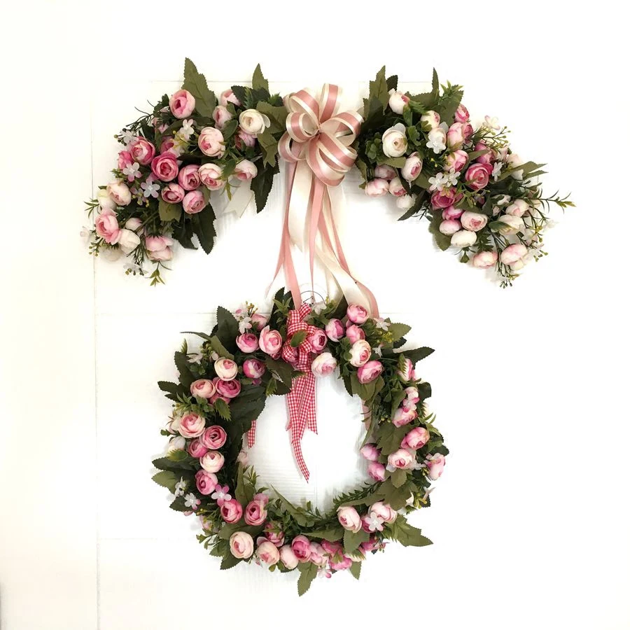 

Door Hanging Garland Wreath Ornaments Christmas Pendant Love Flower Wedding Wreath Wall Lintel Simulation