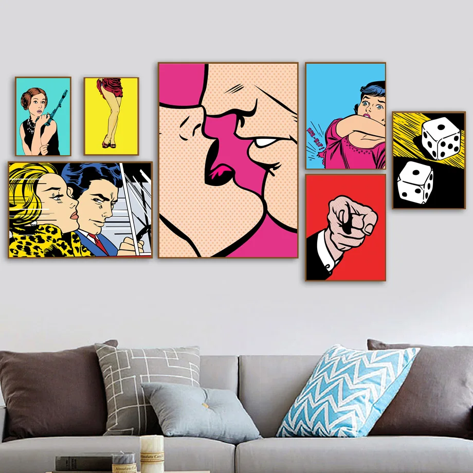 

Fashion Adult Women Sexy Men Kiss Wall Art Canvas Painting Nordic Posters And Prints Wall Pictures For Living Room Home Decor