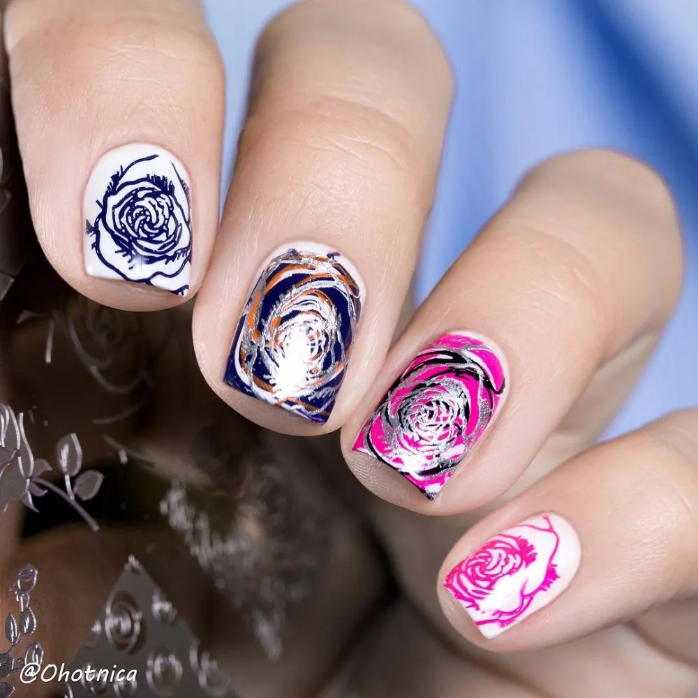 KADS Горячие Моды Очаровательная Цветочный Печати Sencil Nail Art Польский Штамповки