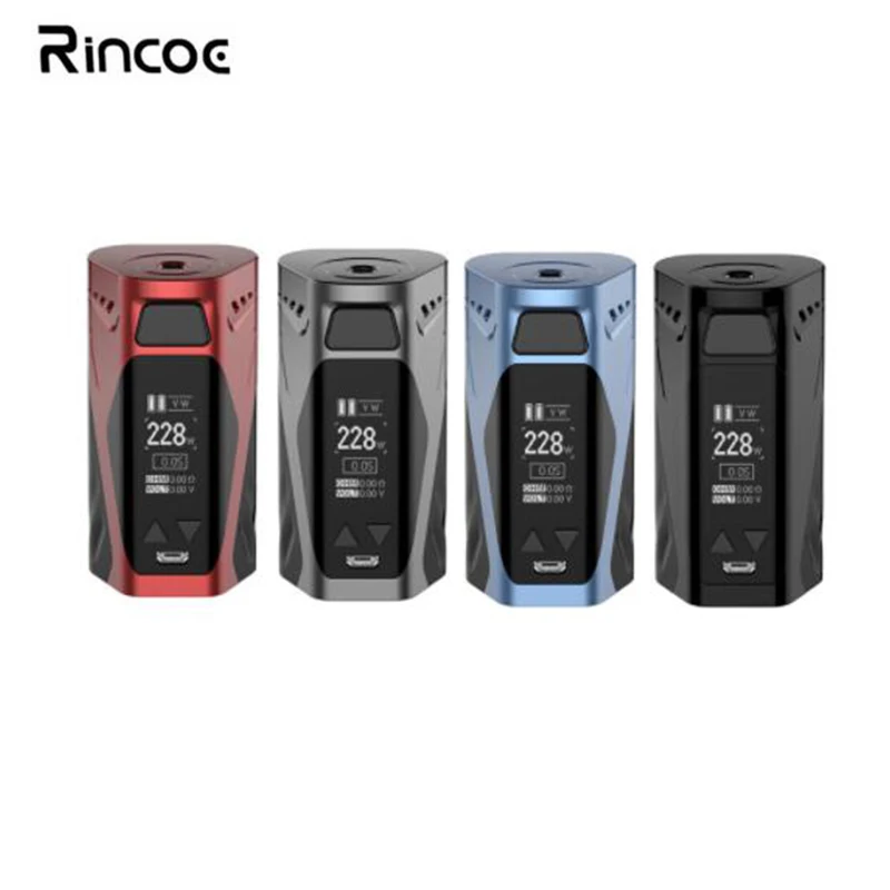 Оригинальный Rincoe Manto X Mesh 228 Вт Box MOD fit 6 мл Metis Mix распылитель Поддержка двойной 18650