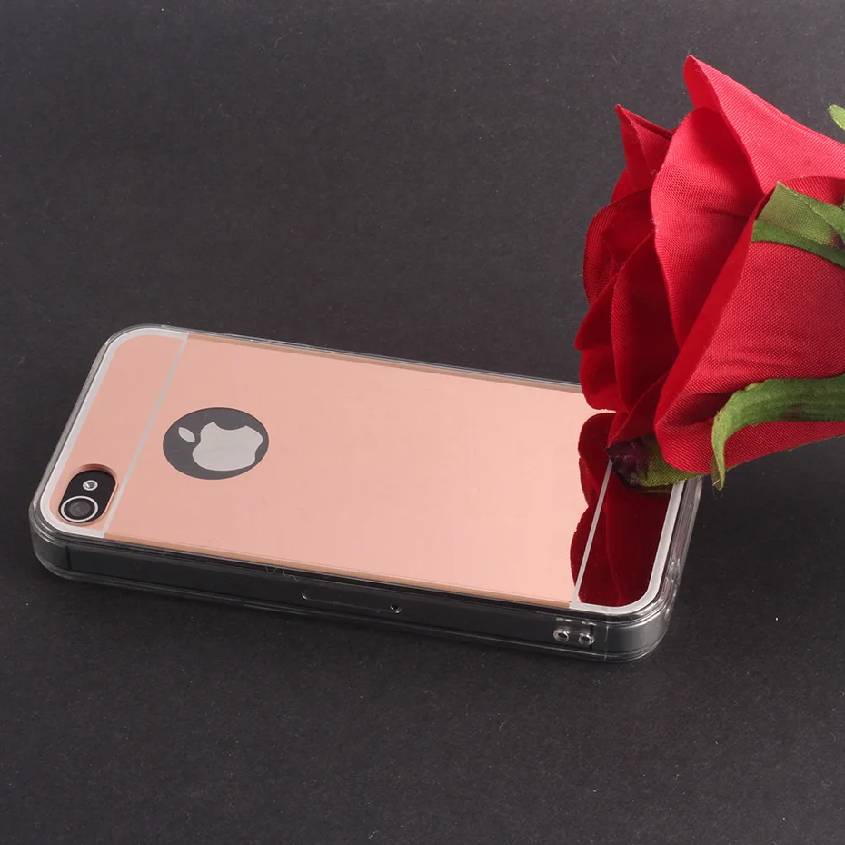 CAENBOO чехол для iPhone 4S роскошные розовое золото зеркала из мягкой искусственной