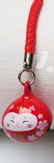 Благоприятный орнамент Omamori колокольчик кулон Фортуна Неко счастливый мешок DIY кулон брелки pom брелок - Цвет: red