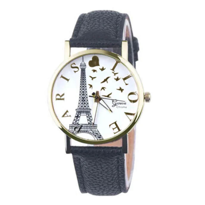 Женские наручные часы с изображением Эйфелевой башни | Наручные