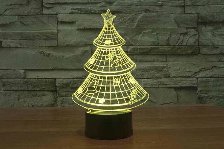 Изменение цвета 3D Оптическая иллюзия Рождественское дерево LED Художественная