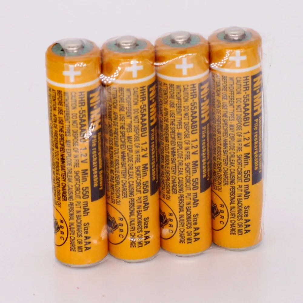 4 шт. пальцевых батареи AAA для HHR-55AAABU для беспроводного телефона Panasonic емкостью 1,2 В 550 мАч Оригинальная новая аккумуляторная батарея NI-MH.