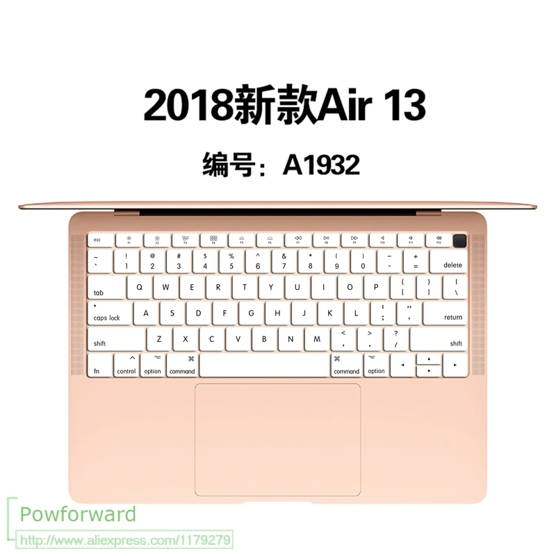 Силиконовый чехол для клавиатуры macbook air 13 дюймов 3 дюйма A1932 с Touch ID английский