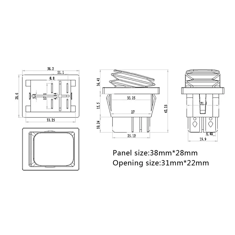 

50pcs kcd4 heavy duty waterproof on off sliver contact point copper pin green red led lamp 220v 30A rocker switch