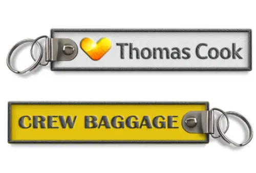 Брелок из ткани с вышивкой на заказ логотипом команды компаний Thomas Cook Airlines|logo