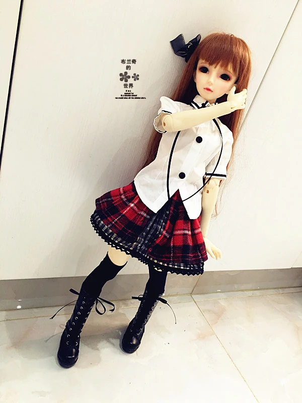 1/6 1/4 1/3 BJD школьная форма рубашка+ клетчатая юбка для SD одежды аксессуары куклы BJD, не включены кукла, обувь, парик, аксессуары