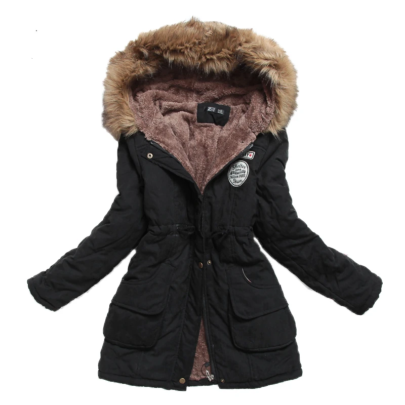 

Coat hooded cotton coat slim Parker cotton coat new winter women's Jacket Medium Length thickened oversize 4XL