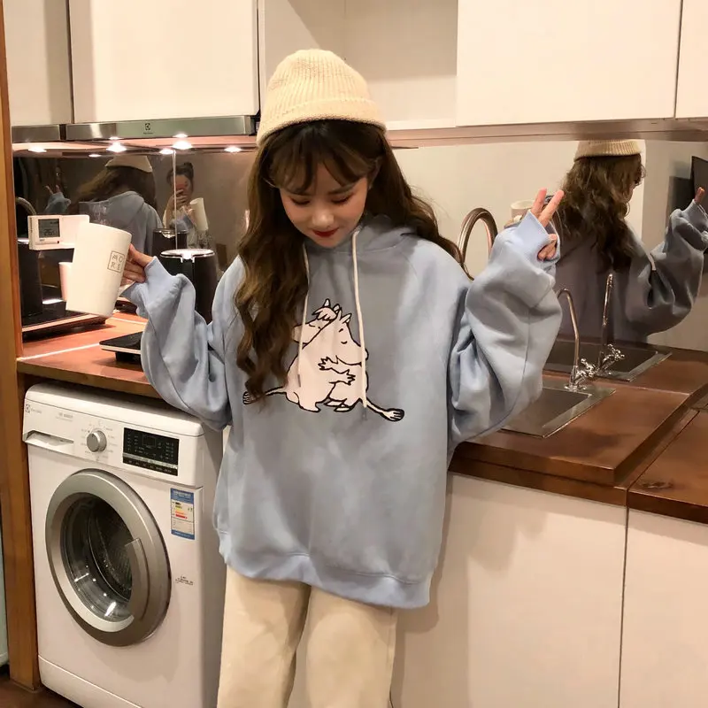 Весенние толстовки Kawaii Harajuku Толстовка с принтом желтая модная женская толстовка корейский Свободный Женский пуловер милый студенческий