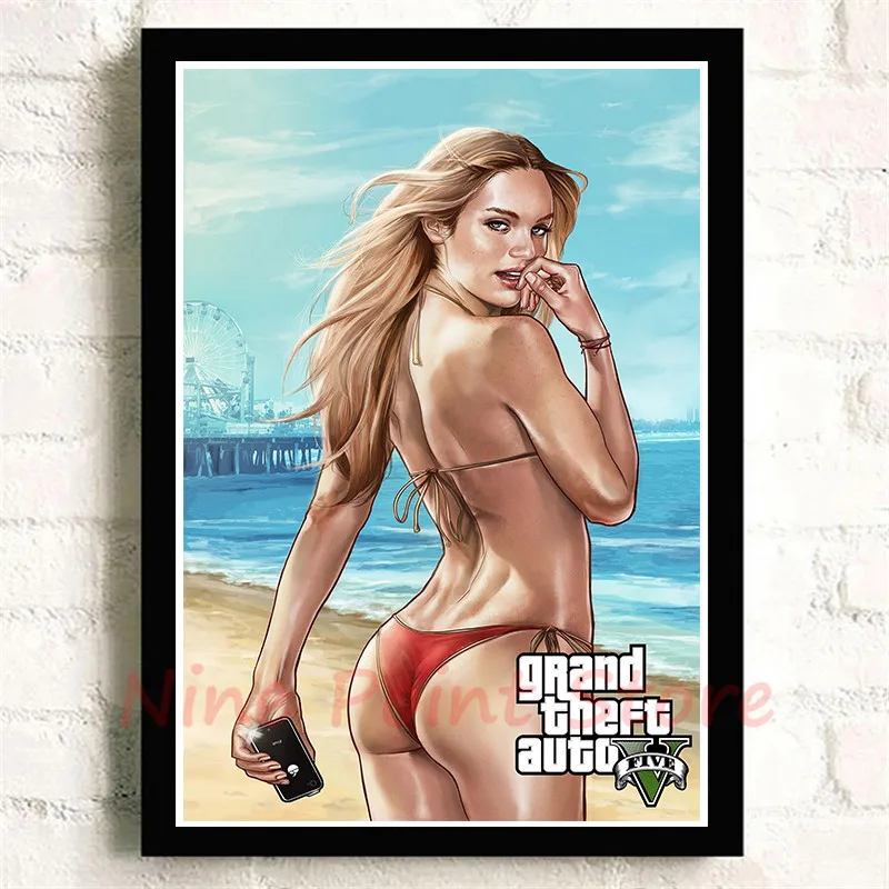 Постер на стену GTA Grand Theft Auto San обладающий полным покрытием без рамки бумажный для